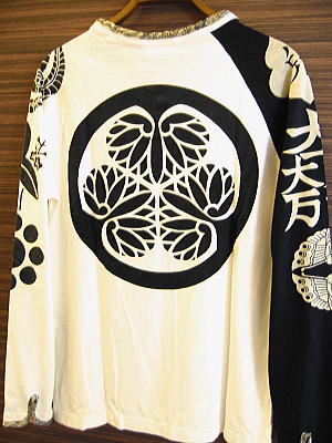 和柄長袖Ｔシャツ　三大将軍の家紋